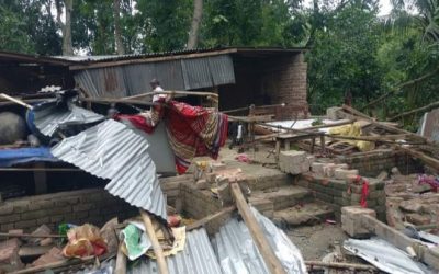 নগরকান্দা ও সালথায় ১ মিনিটের  ঘুর্ণিঝড়ে চারটি গ্রামের দেড় শতাধিক ঘরবাড়ি লন্ডভন্ড