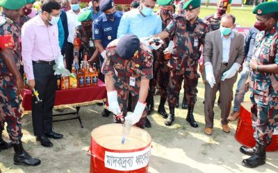 ফুলবাড়ী ২৯ বিজিবি কর্তৃক ৫ কোটি ৬০ লক্ষ টাকার মাদক ধ্বংস