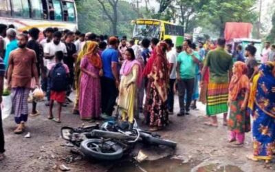 মানিকগঞ্জে বাসচাপায় মোটরসাইকেল চালক নিহত 